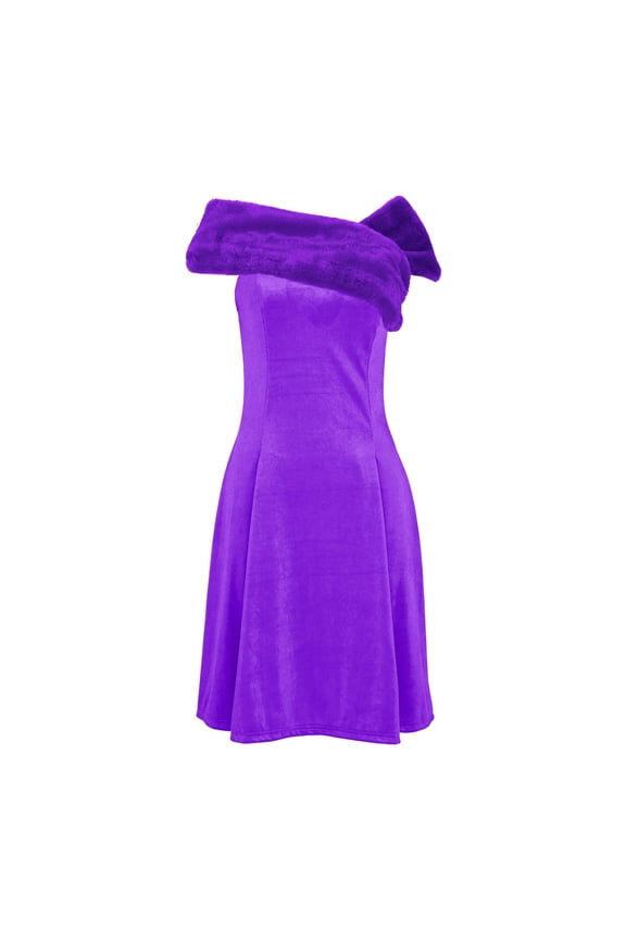 Women's Fashion Gold Velvet Off-Shoulder Collar Comfy Dress Women's Velvet Strapless Dress With Detachable Shawl