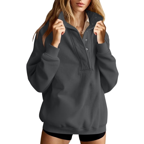 Yangnuo Women's Oversized Sweatshirts Long Sleeve Stand Collar Pullover