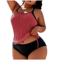 thumbnail image 1 of Yangnuo Women's Plus Size Tank Cover-Up & High-Waisted Bikini Set Swimsuit Fashion Women's Large Size Solid Color With Chest Cushion And No Steel Support Loose Drawstring Split Swimsuit, 1 of 5