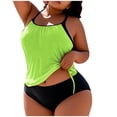 thumbnail image 1 of Yangnuo Women's Plus Size Tank Cover-Up & High-Waisted Bikini Set Swimsuit Fashion Women's Large Size Solid Color With Chest Cushion And No Steel Support Loose Drawstring Split Swimsuit, 1 of 5