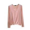 thumbnail image 1 of Yangnuo Womens Basic Comfy Blouses Women's Fashion Casual-neck Internal Construction Solid Color Shirt Long Sleeve Top, 1 of 5