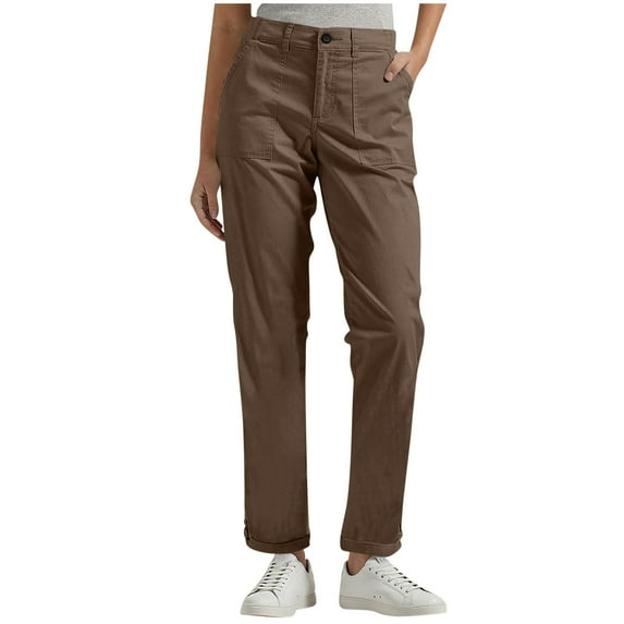 Yangnuo Womens Casual Cargo Pants Womens Comfy Work Pants Women Solid Color Pentagonal Pants With Elastic Waist Casual Work Clothes Belt Pockets