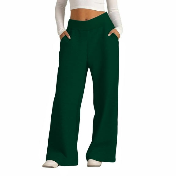 Yangnuo Womens Casual Loose Comfy Sweatpants Sports Jogging Pants for Women Womens Solid Color High Waist Pocket Wide Leg Sweatpants Sweatpants