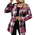 thumbnail image 1 of Yangnuo Womens Plaid Jackets Womens Fashion Comfy Jackets Women Checkered Button Pocket Shirt Jacket Top, 1 of 6
