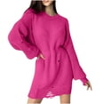 thumbnail image 1 of Yangnuo Womens Fashion Casual Solid Color Sweaters Dresses Women's Long Sleeved Round Neck Knitted Sweater Pullover Sweater, 1 of 5