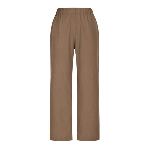 Yangnuo Womens Fashion Causual Loose Pants Women's And Linen Solid Color Button Open Pants