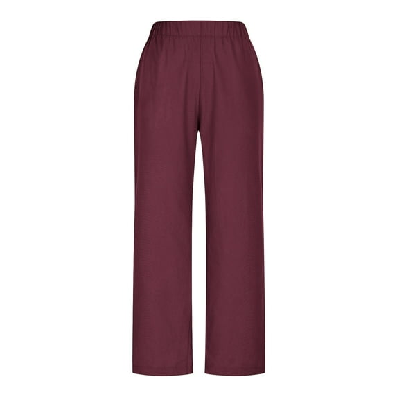 Yangnuo Womens Fashion Causual Loose Pants Women's And Linen Solid Color Button Open Pants