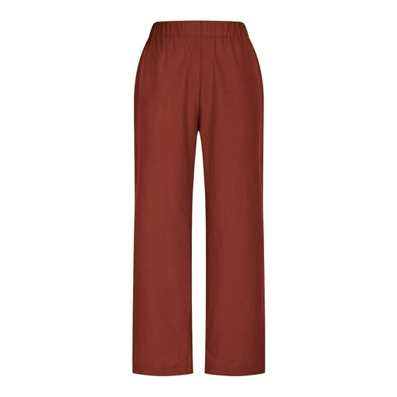 Yangnuo Womens Fashion Causual Loose Pants Women's And Linen Solid Color Button Open Pants