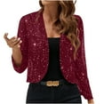 thumbnail image 1 of Yangnuo Womens Fashion Lightweight Cardigan Jackets 2025 Women's Solid Elegant Shiny Fabric Open Front Thin Breathable In Party Gathering Cardigan Jacket, 1 of 5