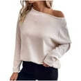 thumbnail image 1 of Yangnuo Womens Fashion One-Shoulder Blouses Woman Casual Solid Color Pullover T-shirt Shirt Long Sleeve Round Neck Shirt/shirt, 1 of 4