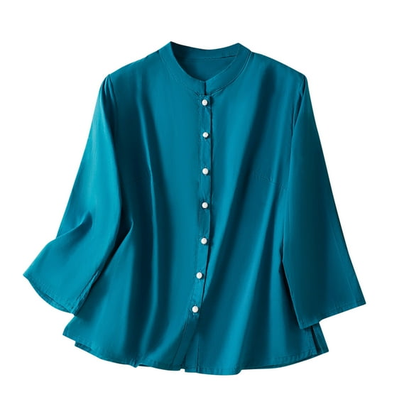 Yangnuo Womens Fashion Solid Color Blouses Fashion Women's Summer Long Sleeve Round-Neck Comfy Solid Regular Tank Tops