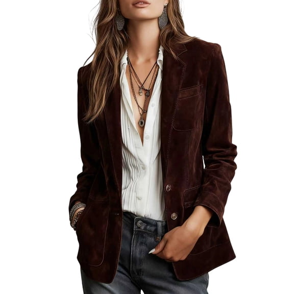 Yangnuo Womens Fashion Trendy Vintage Buttoned Suede Jacket Women's Winter Casual Long-Sleeved Jacket