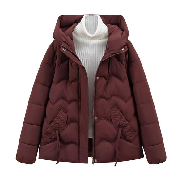 Yangnuo Womens Fashion Warm Hooded Quilted Puffer Jackets 2025 Fall Winter Ladies' Casual Colored Long-sleeved Hooded Jacket