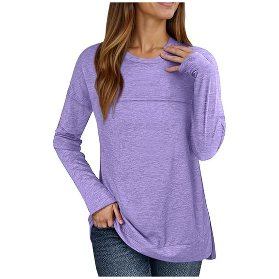 Yangnuo Womens Light-Weight Soft Comfy Shirts Women's Lace Sleeve V-neck Cover Line Solid Color Casual Blouse