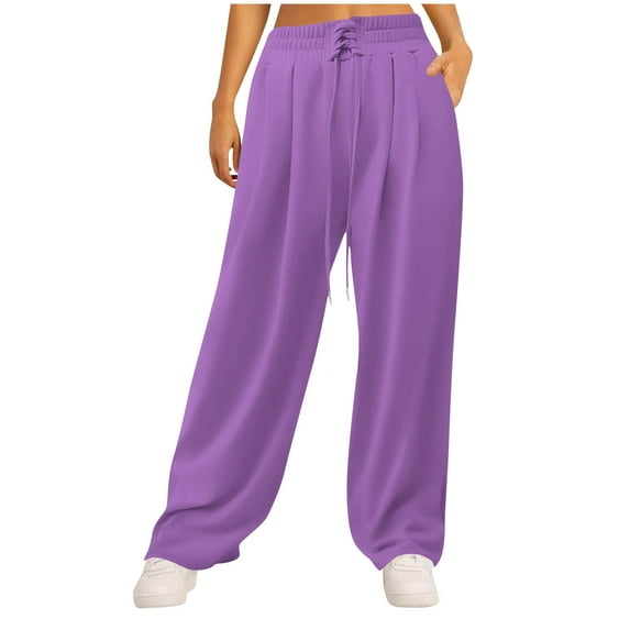 Yangnuo Womens Loose Travel Pants Comfy Sports Pants for Women Women's Solid Color High Waist With Pocket Elastic Waist Thin Casual Pants