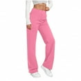 thumbnail image 1 of Yangnuo Womens Loose Travel Pants Womens Casual Pants Fashion Women's High Waisted Button Casual Pockets Solid Color Elastic Waist Long Pant, 1 of 5