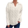 thumbnail image 1 of Yangnuo Womens Pull Over V-Neck Sweaters Women's Fashionable Long Sleeved V-neck Knitted Sweater Pullover Sweater, 1 of 5