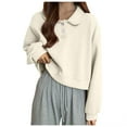 thumbnail image 1 of Yangnuo Womens Soft Cropped Sweatshirts Women's Casual Color Hooded Pocket Long Sleeved Sweater Jacket, 1 of 5