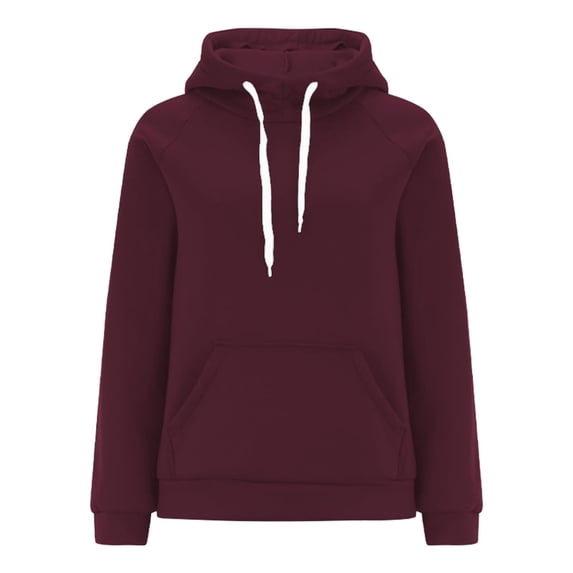 Yangnuo Womens Solid Color Casual Sports Comfy Hoodies Women's Fashion Solid T-shirt Long Sleeves Drawstring Blouse Round Neck Casual Tops Hooded Sweatshirts