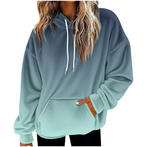 Yangnuo Womens Solid Color Casul Trendy Hoodies Women's Fashionable Loose Casual Long Sleeved Sweatshirt Hooded Pocket Hoodie Solid Color Top