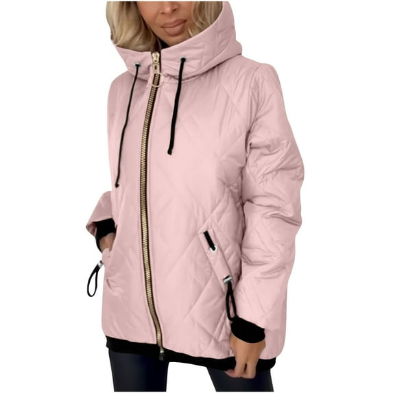 Yangnuo Womens Solid Color Jacket for Winter Women's Winter Warm Long Sleeve Hooded Zipper Casual Coat Jacket