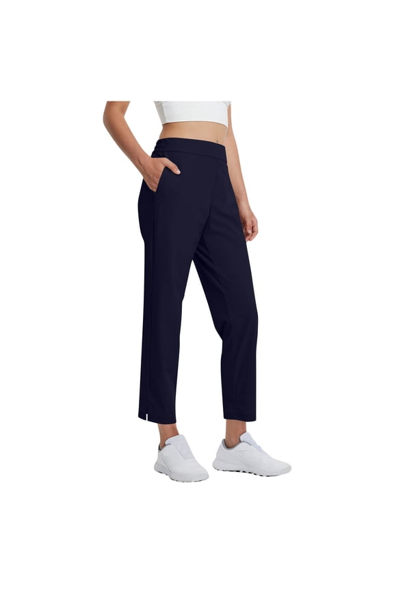Womens Straight Leg Comfy Cozy Pants Fashion Women Solid Color Pocket Pants Casual Elastic Waist Full Length Pant