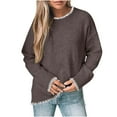 thumbnail image 1 of Yangnuo Womens Trendy Casual Cozy Comfy Sweaters for Fall Winter Women's Long Sleeved Round Neck Knitted Sweater Pullover Sweater, 1 of 5