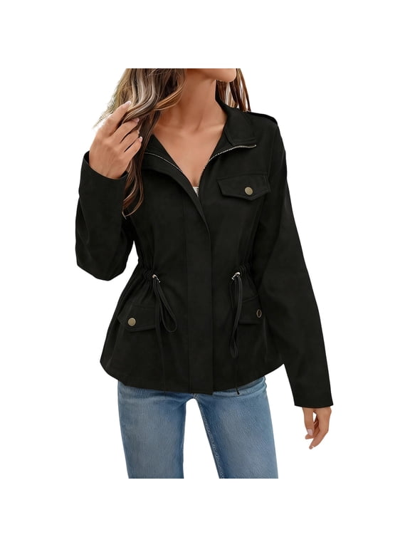 Womens Trendy Casual Lapel Cargo Truck Jackets 2025 Fall Winter Women's Winter Solid Fashion Street Style Suit Jacket