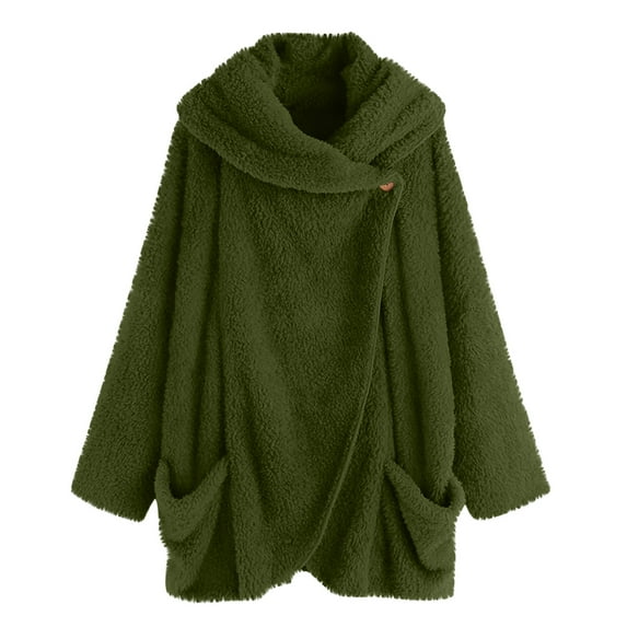 Yangnuo Womens Trendy Casual Warm Fleece Buttoned Jackets 2025 Fall Winter Women's Fashion Leisure Solid Color Loose Lapel Long Sleeve Button Pocket Cardigan Coat Sweatshirt