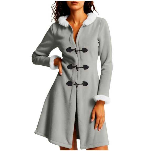 Yangnuo Womens Trendy Christmas Dresses with Hood Women Solid Long Sleeve Christmas Furry Hooded Draw Back Dresses