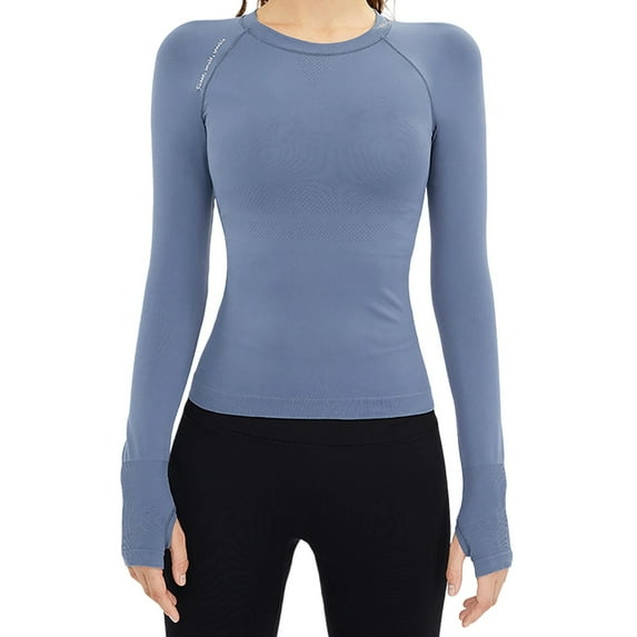 Yangnuo Womens Trendy Comfy Solid Color Tight Yoga Blouses Women's Long-sleeved Tight-fitting Yoga Wear Top Seamless Nude Stretch Running And Fitness Clothing