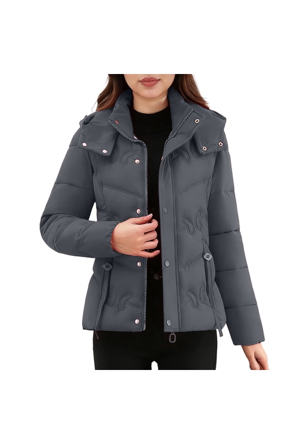 Womens Trendy Fashion Warm Lapel Puffer Jackets 2025 Fall Winter Ladies' Casual Colored Long-sleeved Hooded Jacket