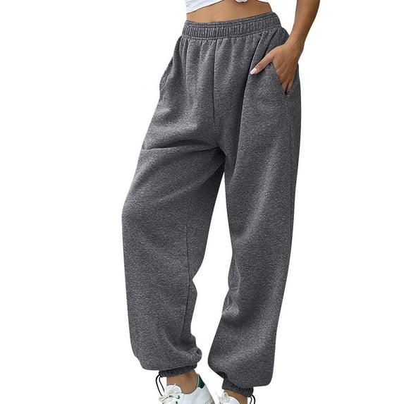 Yangnuo Womens Trendy Loose Comfy Sweatpants Sport Pants 2025 Fall Winter Women's Casual Trousers And Trousers Solid Color Large Size Running Fitness Sports Pants With Three Pockets