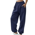 thumbnail image 1 of Yangnuo Womens Trendy Loose Comfy Sweatpants Sport Pants 2025 Fall Winter Women's Casual Trousers And Trousers Solid Color Large Size Running Fitness Sports Pants With Three Pockets, 1 of 5