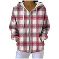 thumbnail image 1 of Yangnuo Womens Trendy Plaid Printed Comfy Hooded Jackets 2025 Women's Fashion Casual Printing Long Sleeve Pocket Hooded Pit Strip Zippered Pocket Sweatshirt Hoodie Coat, 1 of 5