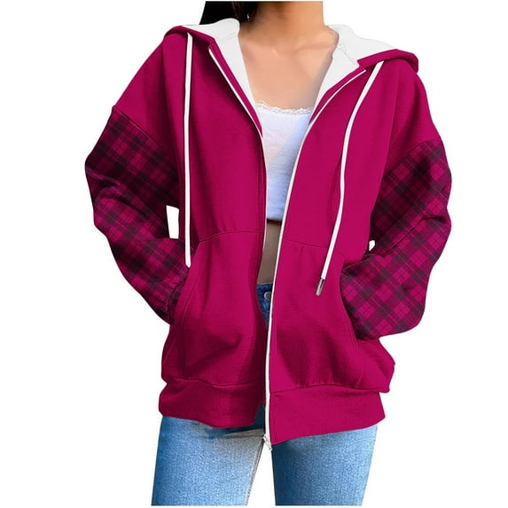 Yangnuo Womens Trendy Solid Color Zip Up Hoodies Women's Fashion Casual Ladies Printed Long Sleeve Tops Blouse Hooded Sweatshirts