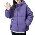 thumbnail image 1 of Yangnuo Womens Trendy Warm Comfy Clearance Puffer Jackets 2025 Women's Casual And Fashionable Long-sleeved Hooded Solid-color Pocket Zipper Winter Padded Jacket, 1 of 5