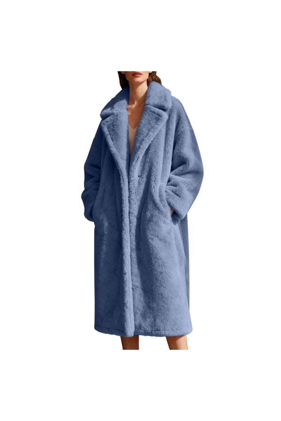 Womens Trendy Warm Comfy Lapel Fleece Coat Jackets 2025 Fall Winter Women's Winter Thick Faux Patchwork Medium Length Coat With Added Velvet