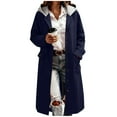 thumbnail image 1 of Yangnuo Womens Trendy Warm Long-Length Hooded Buttoned Coat Jackets 2025 Fall Winter Lady's Fashion Leisure Solid Color Pocket Long-sleeve Button Cardigan Hooded Coat Top, 1 of 5