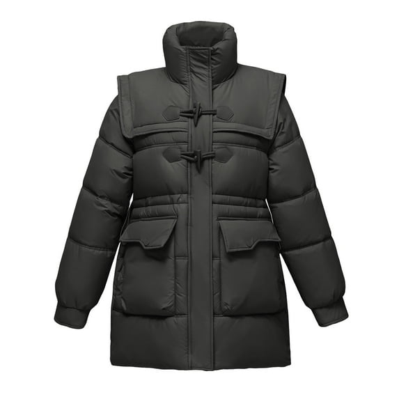 Yangnuo Womens Winter Coat Jacket Ladies' Casual Colored Long-sleeved Jacket Without A Hood And With A Stand Collar