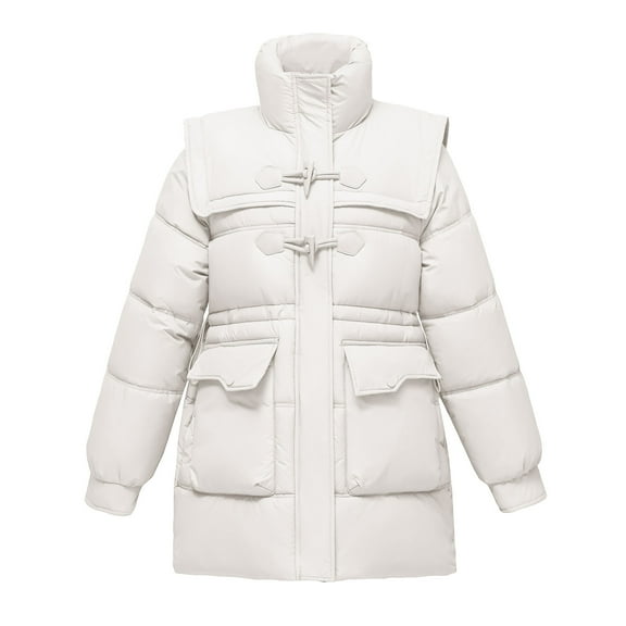 Yangnuo Womens Winter Coat Jacket Ladies' Casual Colored Long-sleeved Jacket Without A Hood And With A Stand Collar