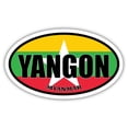thumbnail image 1 of Yangon Myanmar Flag Oval Decal Vinyl Bumper Sticker 3x5 inches, 1 of 3