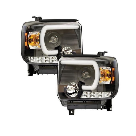 Yangson CWS-3043B2 Black Projector Head Lamps with Rings for 2014 to 2015 GMC Sierra