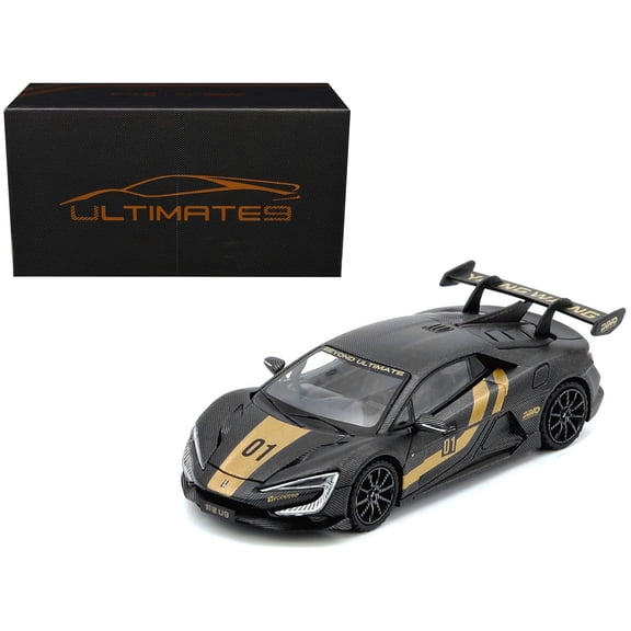 Yangwang U9 #01 Carbon Fiber with Gold Stripes "APA XPO 2025 Event Edition" 1/64 Diecast Model Car by Inno Models
