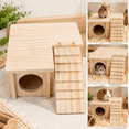 thumbnail image 1 of Expandable Wooden Small Animal Habitat Set for Hamster Rabbit Bunny House Small Animals Hideout Hut, 1 of 6