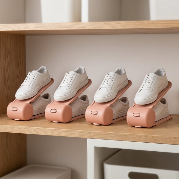 Adjustable Double-Layer Shoe Slots Organizer, Space-Saving Shoe Rack for Sneakers, Heels and Flat