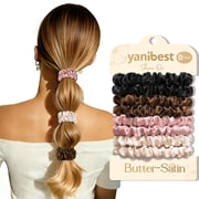 Yanibest 8 Pcs Thin Satin Hair Ties No Damage Hair Scrunchies for Women & Girls,Ponytail Holders Gentle on Hair