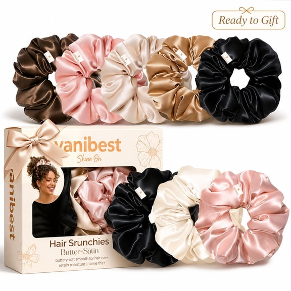 Yanibest 8 Pcs Satin Scrunchies - Silk Scrunchies Ponytail Holders,Soft Satin Hair Ties No Damage,Hair Accessories for Women
