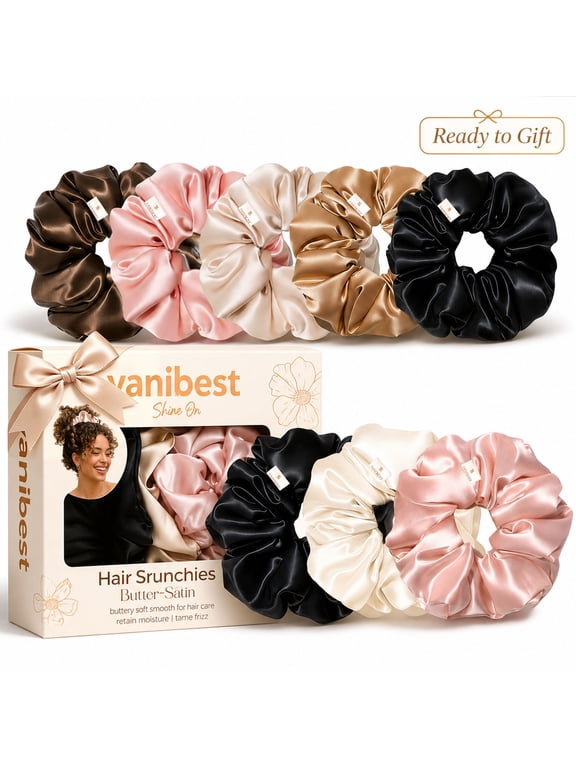8 Pcs Satin Scrunchies - Silk Scrunchies Ponytail Holders,Soft Satin Hair Ties No Damage,Hair Accessories for Women
