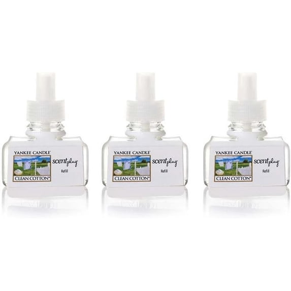 Yankee Candle 3 Pack Clean Cotton ScentPlug Refill 0.6 Oz.